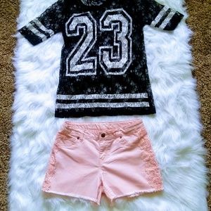 Pink Cat & Jack shorts with lace detail